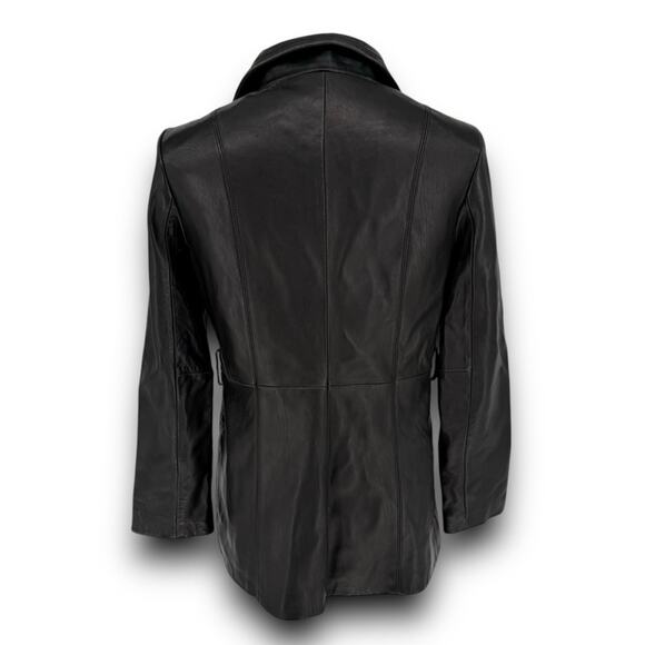 Y2K Pelle Studio Distressed Black Leather Jacket, Zip Front Size S, Missing Belt - Picture 3 of 8